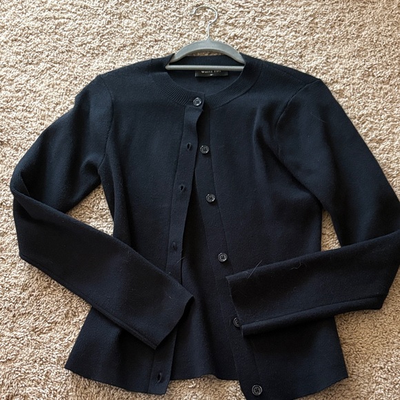 White Fox Boutique Tops - White Fox Boutique Black Crewneck Button Cardigan